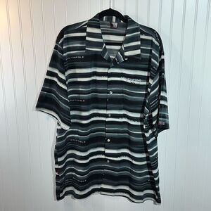 Southpole Button Down Shirt Men XLarge Black Striped Short Sleeve Cyber Grunge